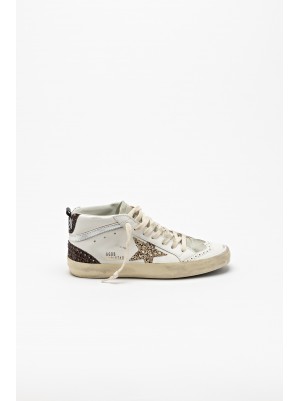 MIDSTAR LEATHER UPPER TOE GLITTER STAR - GOLDEN GOOSE