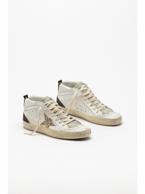 MIDSTAR LEATHER UPPER TOE GLITTER STAR - GOLDEN GOOSE