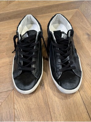 SUPERSTAR NAPPA UPPER SUEDE TOE AND STAR GLITTER HEEL - GOLDEN GOOSE