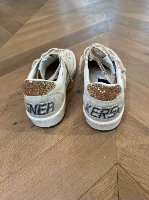 BASKETS BALL STAR LEATHER UPPER AND TOE GLITTER STAR - GOLDEN GOOSE