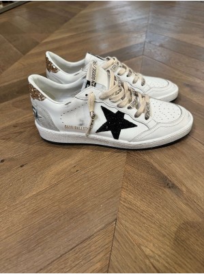 BASKETS BALL STAR LEATHER UPPER AND TOE GLITTER STAR - GOLDEN GOOSE