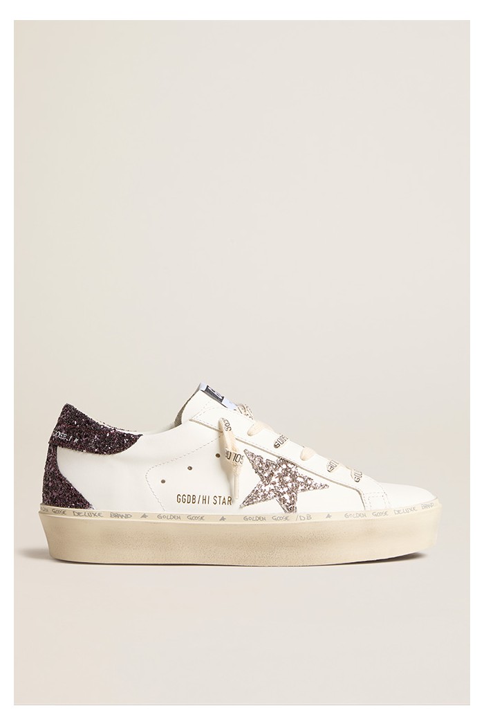 BASKETS HI STAR LEATHER UPPER GLITTER STAR GOLDEN GOOSE