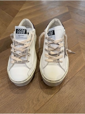 BASKETS HI STAR LEATHER UPPER GLITTER STAR - GOLDEN GOOSE