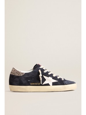 SUPERSTAR SUEDE UPPER LEATHER STAR AND GLITTER HEEL - GOLDEN GOOSE