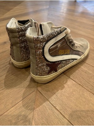 SLIDE LAMINATED AND GLITTER SUEDE - GOLDEN GOOSE