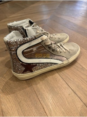 SLIDE LAMINATED AND GLITTER SUEDE - GOLDEN GOOSE