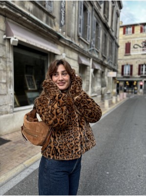 MANTEAU COURT ELIS LEOPARD - APPARIS