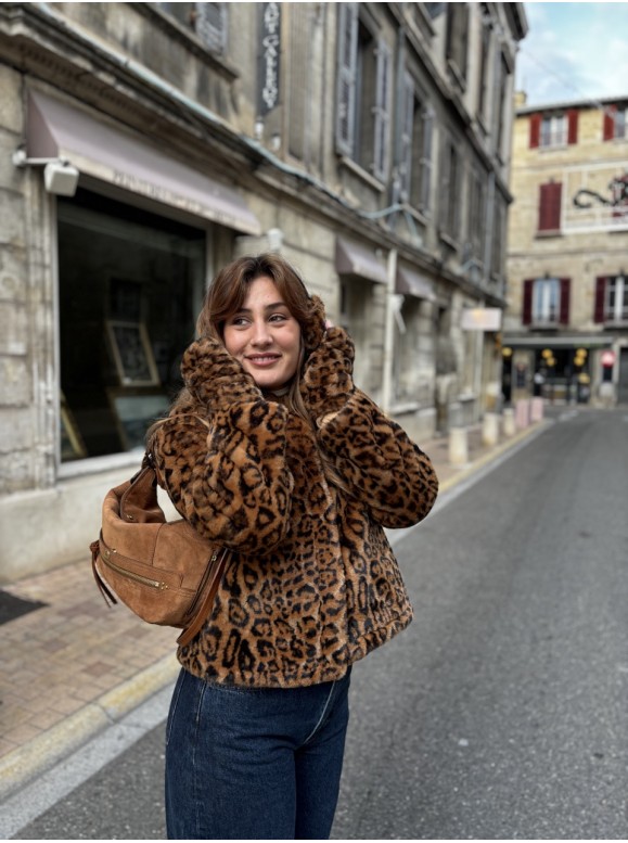 MANTEAU COURT ELIS LEOPARD - APPARIS