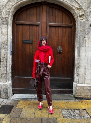 PANTALON EN CUIR SALIL BORDEAUX - IRO PARIS