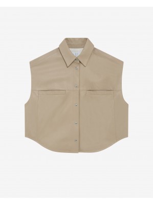 CHEMISE SANS MANCHES EN CUIR CADI - IRO PARIS